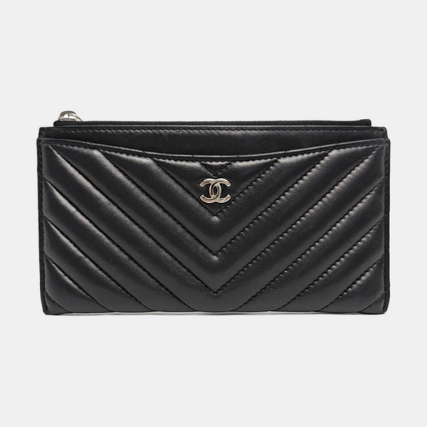 Chevron Lambskin Wallet Black