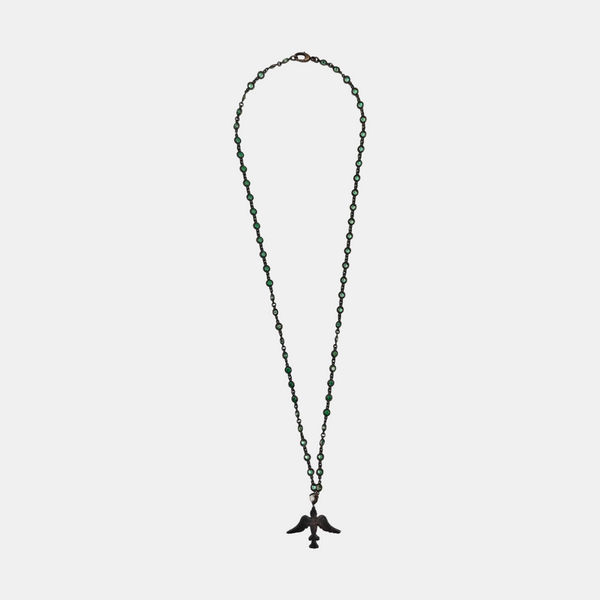Authenticated pre-owned 925 Sterling Silver Synthetic Crystal Black Necklace - Necklace at Looply