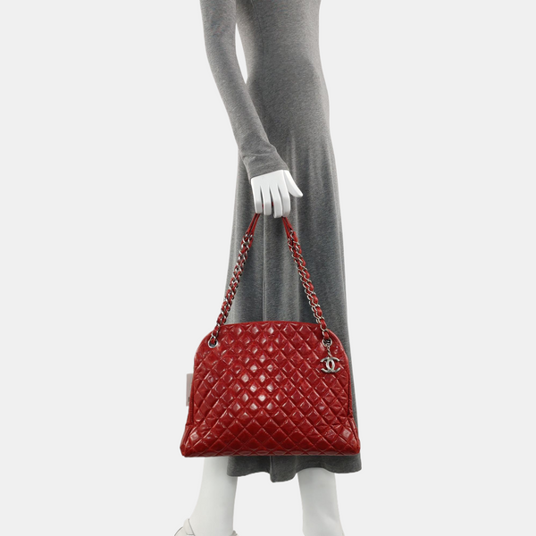 JUST MADEMOISELLE Medium Quilted Calfskin Red