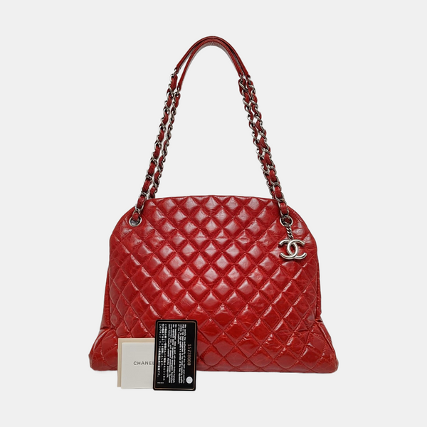JUST MADEMOISELLE Medium Quilted Calfskin Red