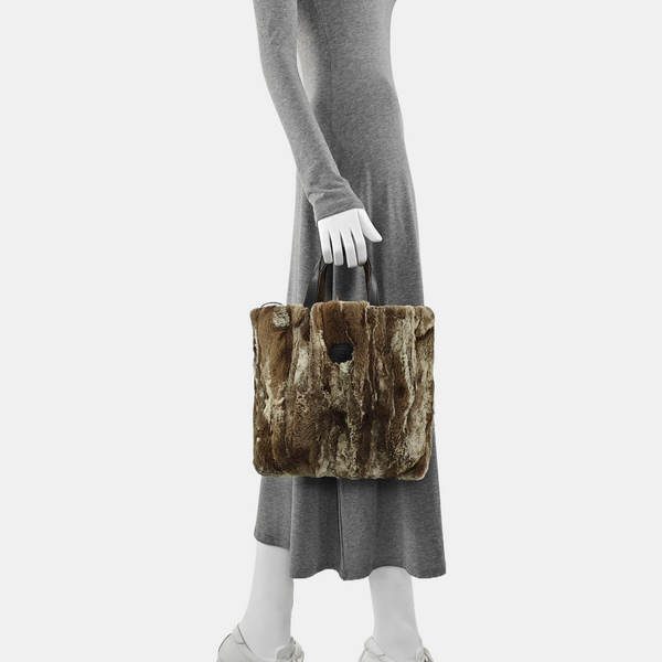 Bolso de mano de piel sintética marrón