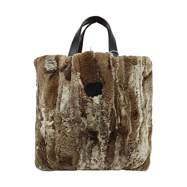 Bolso de mano de piel sintética marrón