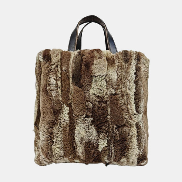 Bolso de mano de piel sintética marrón