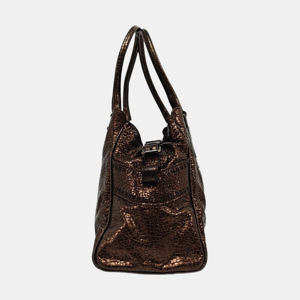 Bolso de mano de piel de ternera marrón