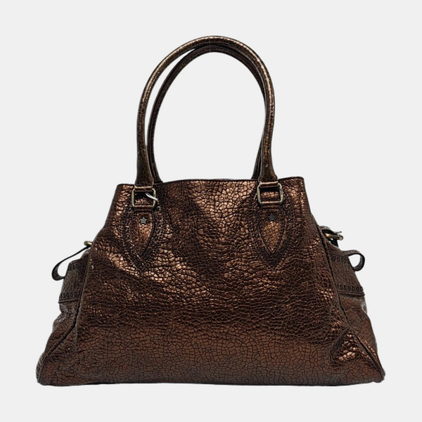 Bolso de mano de piel de ternera marrón