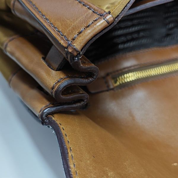 Fabric Top Handle Bag Brown