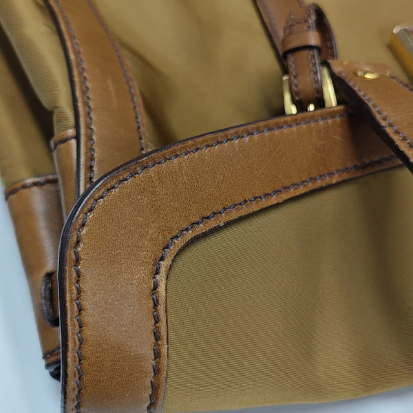 Fabric Top Handle Bag Brown