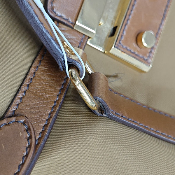 Fabric Top Handle Bag Brown