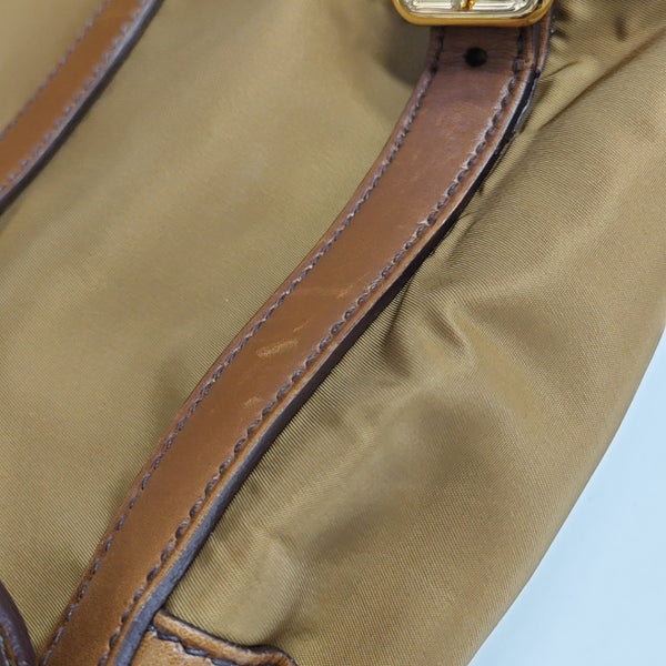 Fabric Top Handle Bag Brown