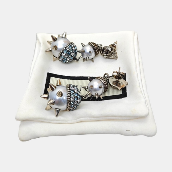 Authenticated pre-owned Le Marche Des Merveilles Synthetic Crystal Silver-tone Metal Earring - Earrings at Looply