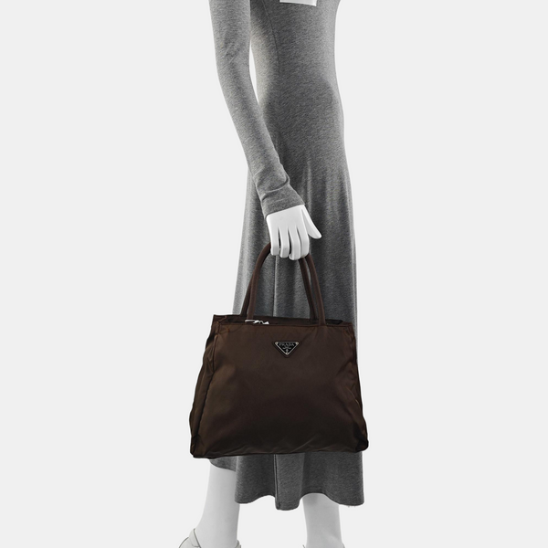 Nylon Tote Bag Brown