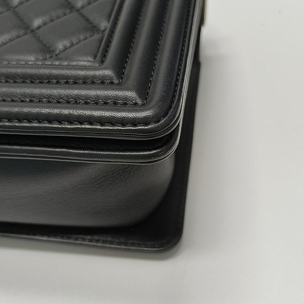 BOY CHANEL Small Quilted Grained Calfskin Black
