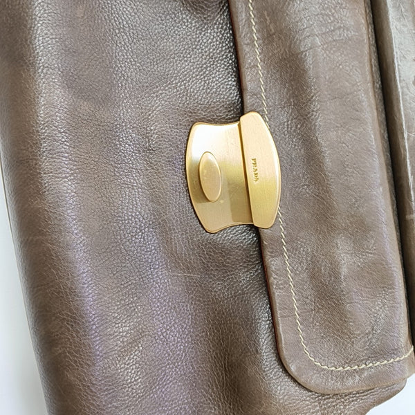 Calfskin Shoulder Bag Brown