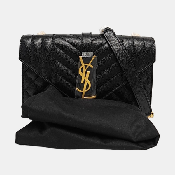 ENVELOPE Small Chevron Calfskin Black
