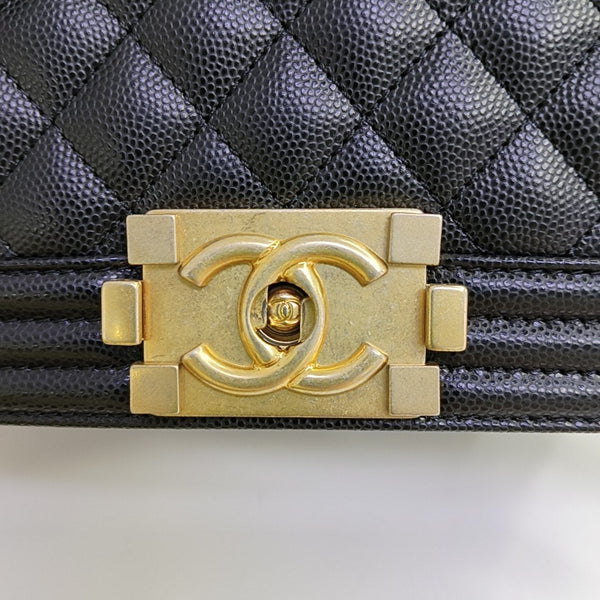 BOY CHANEL Small Quilted Grained Calfskin Black