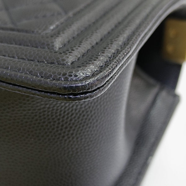 BOY CHANEL Small Quilted Grained Calfskin Black