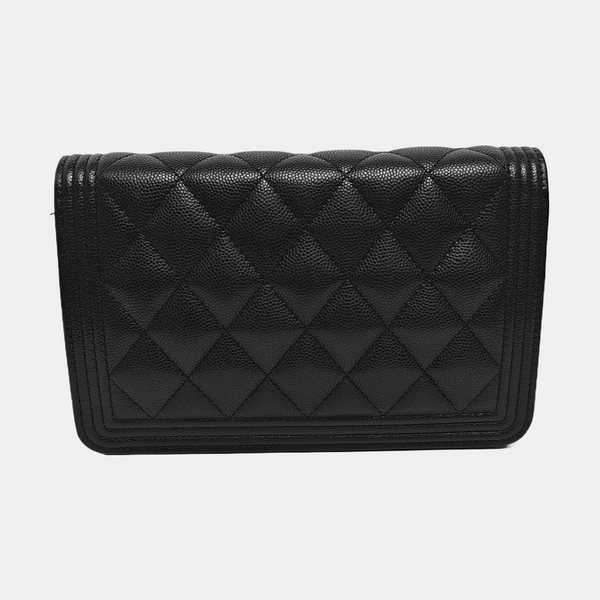 BOY CHANEL Mini Quilted Grained Calfskin Black