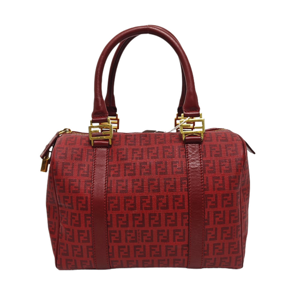 Coated Canvas Top Handle Bag Red