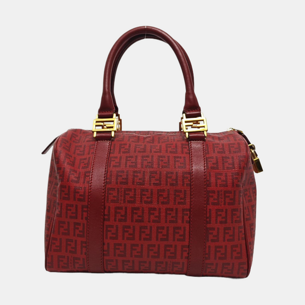 Coated Canvas Top Handle Bag Red