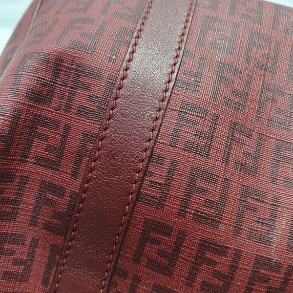Coated Canvas Top Handle Bag Red