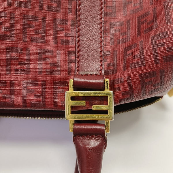 Coated Canvas Top Handle Bag Red