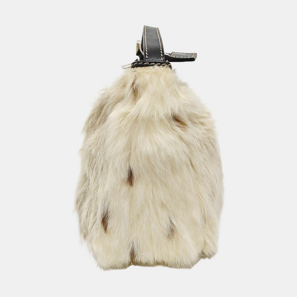 Fur Top Handle Bag Beige