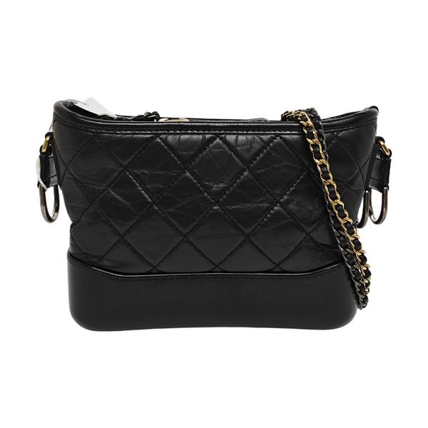 GABRIELLE Small Quilted Vintage Calf Black