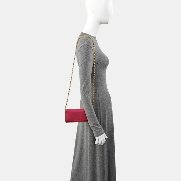 Saffiano Calfskin Shoulder Bag Red