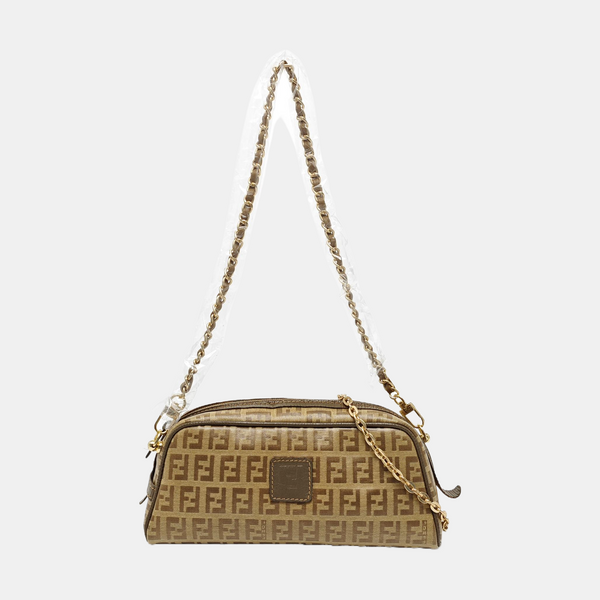 Coated Canvas Clutch Brown