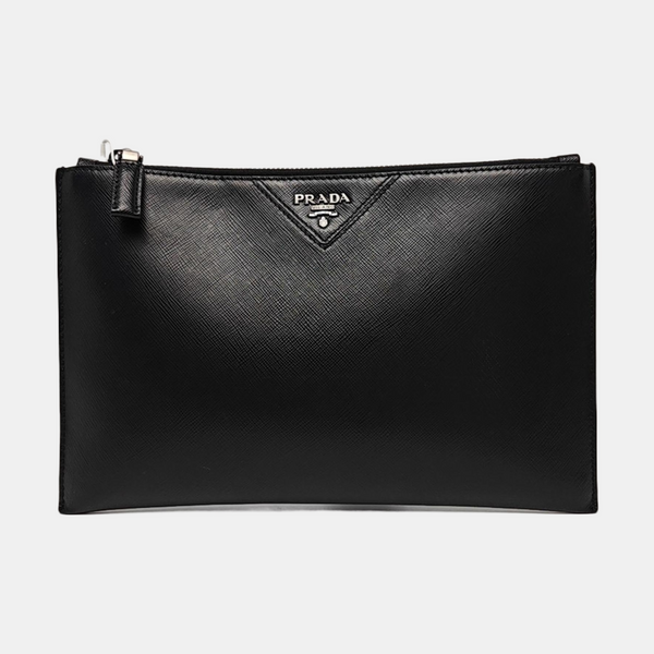 Saffiano Calfskin Clutch Black