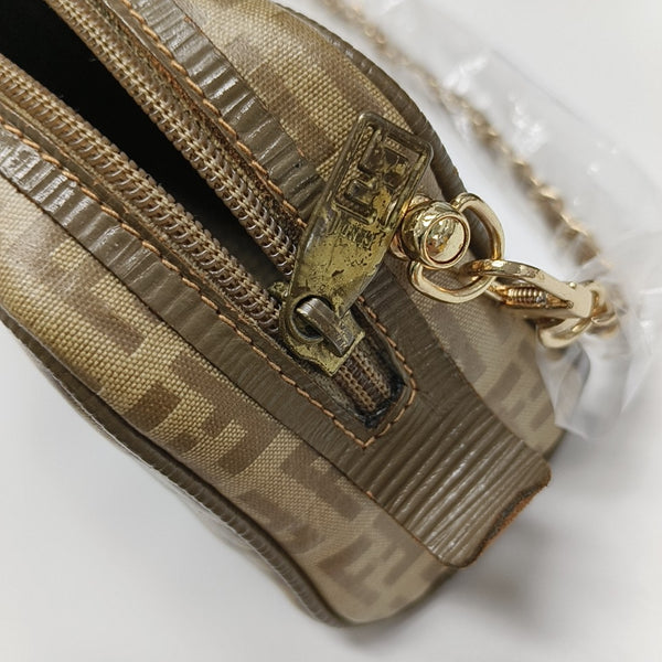 Coated Canvas Clutch Brown