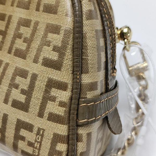Coated Canvas Clutch Brown