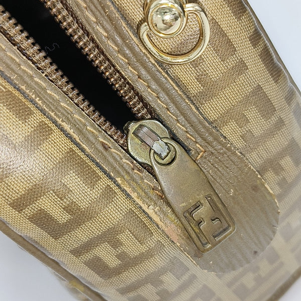 Coated Canvas Clutch Brown