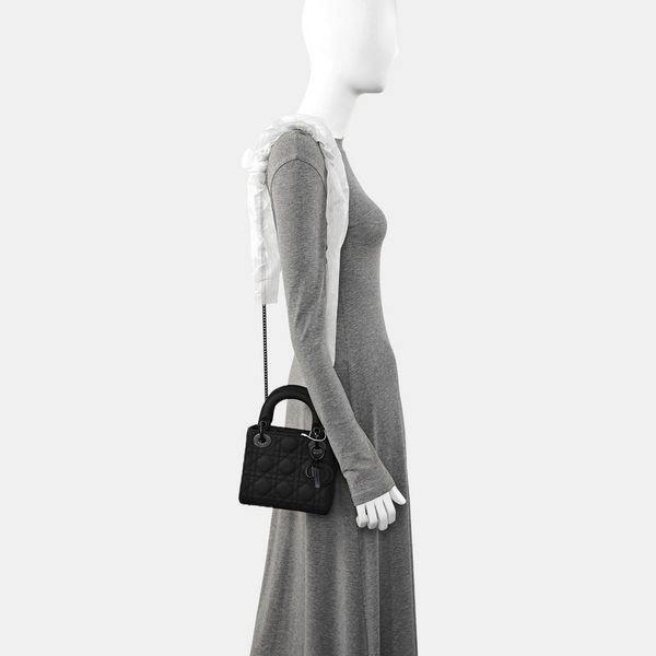 Lady Dior Mini Cannage Calfskin Black