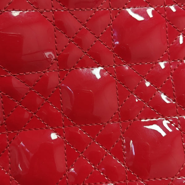 Lady Dior Medium Cannage Patent Leather Red