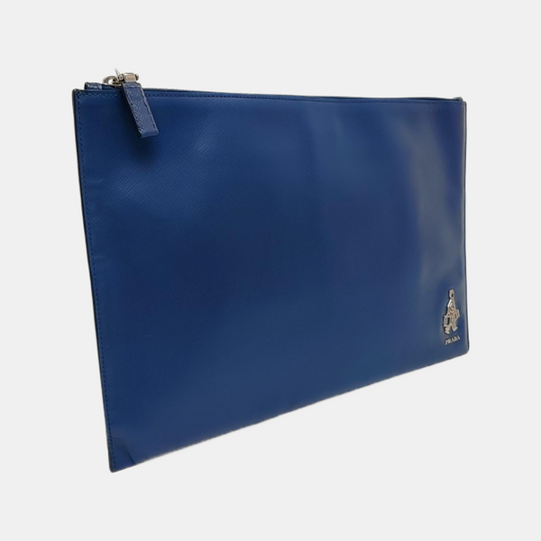 Saffiano Calfskin Clutch Blue