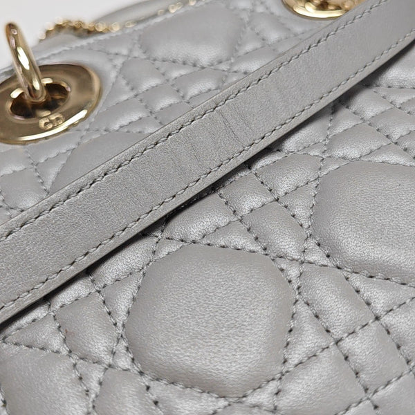 Lady Dior Mini Cannage Lambskin Gray