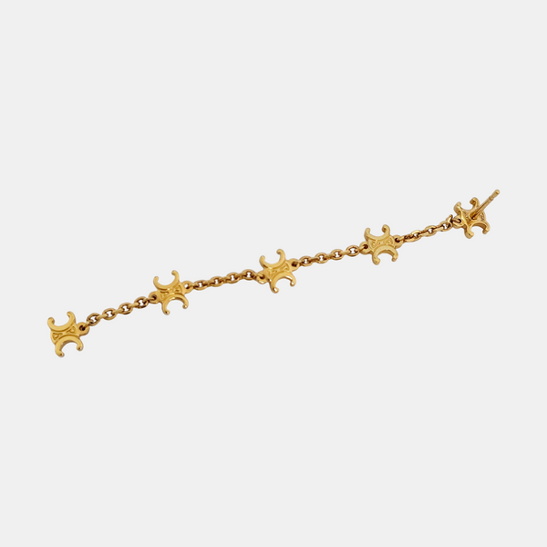 Pendiente dorado de metal con perlas de imitación