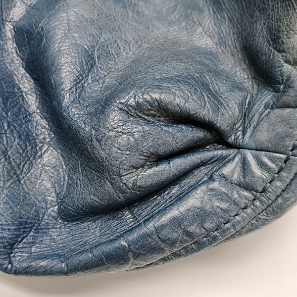 Leather Top Handle Bag Blue