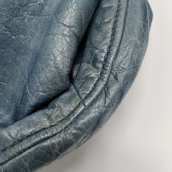 Leather Top Handle Bag Blue