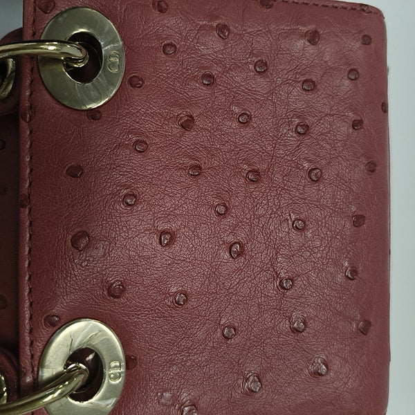 Lady Dior Super Mini Ostrich Red