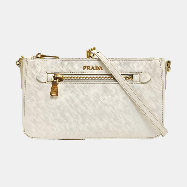 Saffiano Calfskin Shoulder Bag White