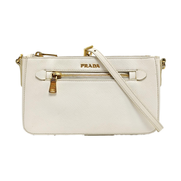 Saffiano Calfskin Shoulder Bag White