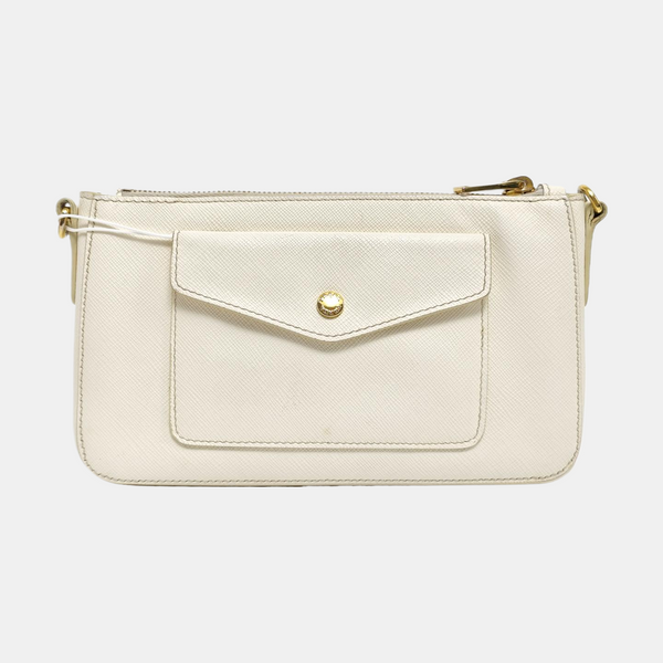 Saffiano Calfskin Shoulder Bag White