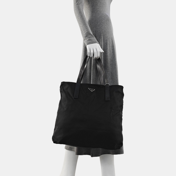 Nylon Top Handle Bag Black