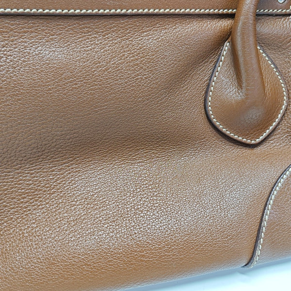 Calfskin Top Handle Bag Brown