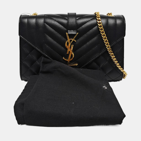 ENVELOPE Small Chevron Calfskin Black