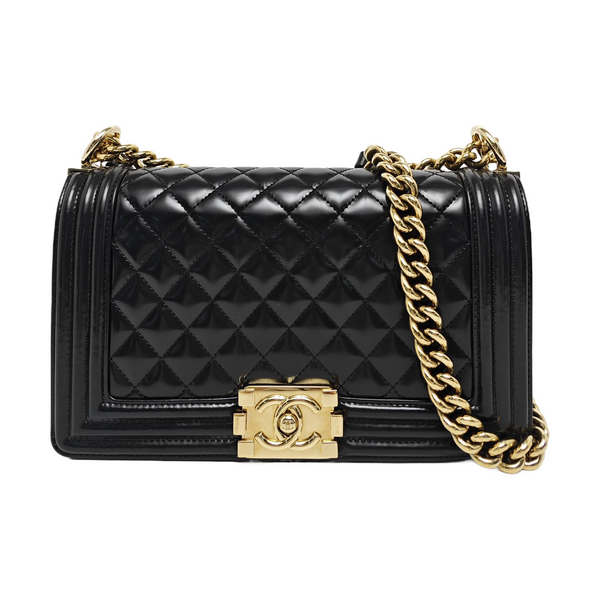 BOY CHANEL Medium Quilted Calfskin Black