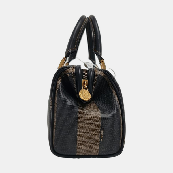 Coated Canvas Shoulder Bag Brown