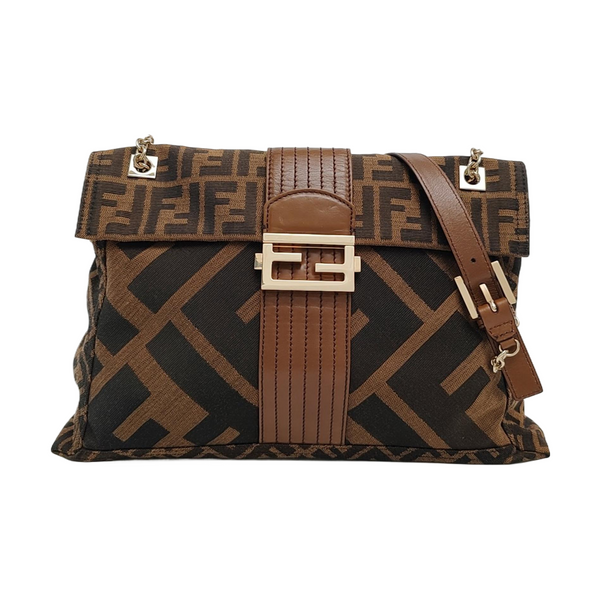 Quilted Canvas Shoulder Bag Brown